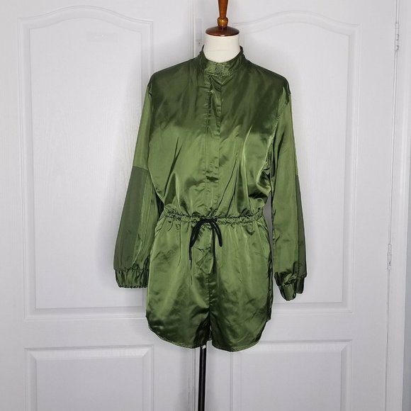 HUNTER Romper Olive Green Utility M Satin Long Sleeve - Picture 5 of 13